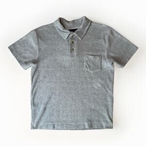 Howlin Terry Cloth Polo Medium Gray Short Sleeve Made in Belgium New York
